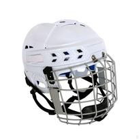 Helmet with Face Cage Shielded Full ImpactResistant for Hockey Athletes, white