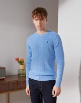 USPOLOASSN Cotton Long Sleeve Cable Round Knit_Sky Blue Sky Blue/115 gray