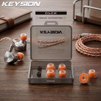 KEYSION Slow Rebound Memory Foam+Transparent Liquid Silicone Ear Tips SML Noise Isolating Soft Safe Eartips Earphone Accessories oranžinė