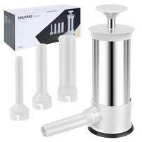 Manual Sausage Stuffer 2.2 LBS Stainless Steel Vertical Sausage Maker Machine with 4 Filling Tubes Meat Stuffing Filler Machine gray