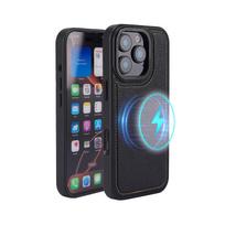 iPhone 16 Pro Max MagSafe Leather Protective Case iPhone 12 juoda