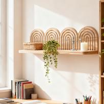 Boho Sieninės Plaukiojančios Lentynos Medinė Boho Knygų Lentyna Bohemiškas Sodybos Sandėliavimo Lentyna Vonios Kambariui Miegamajam Vaikų Kambariui Sodybai China Mainland beige
