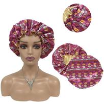Luxury Custom Printed Bonnets Satin Hair Designer Bonnets pink