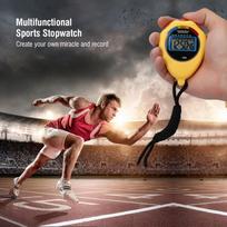 Professional Sports Timer, Athletics Electronic Stopwatch for Racing Running SwimminG Yellow white