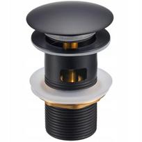 Click-clack plug for washbasin with overflow, automatic, black
