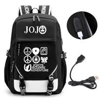 Anime JOJO Jonathan Joestar Auksinė Patirtis Kuprinė Mokyklinė krepšys su USB prievadu skyriumi nešiojamajam kompiuteriui Berniukams Mergaitėms Kelioninis krepšys 12 inches black