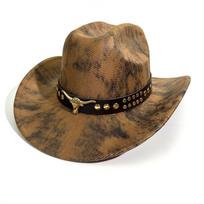 Western European And American Cowboy Hats, Retro Bull Head Accessories, Ethnic Style Jazz Hats, Sunshade And Sunscreen, Cowboy Top Hats M（56-58cm） chaki