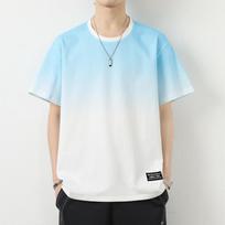Men's Gradient Crew Neck T-Shirt - Casual Short Sleeve Top M balta/mėlyna