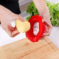 Kitchen Finger Holder Slicer Guard Food Cutting for Hand Protector Grater Vegetable Safety Slicing Guards Chopping Kitchen Tools raudona