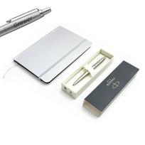 Parker Monochrome XL sidabrinio tušinuko dovanų rinkinys 2122756 su užrašų knygele su graviravimu