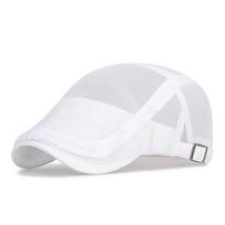 Unisex Summer Mesh Beret: Breathable Retro Flat Cap with Sun Protection Adjustable balta