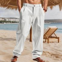 Mens Striped Thin Straight Casual Business Long Trousers S