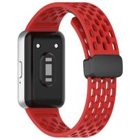 Silicone Strap For Samsung Galaxy Fit 3 Sport Hollow Breathable Band Magnetic Buckle Wristband For Samsung Galaxy Fit 3 Bracelet Samsung Galaxy Fit 3 raudona