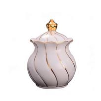 Lotoso cukraus dubuo su auksine linija Europos teismas Prabangi kavinė Kavinė Buitinė Cukraus Puodas Keraminis Kavos reikmenys Saldainių stiklainis Sugar Bowl white