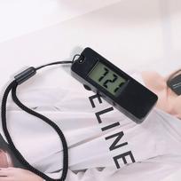 Šviečiantis LED raktų pakabukas Kišeninis laikrodis Mini Tylus Elektroninis Laikrodis LCD Skaitmeninis Ekranas Nešiojamas Studentų Egzaminų Mokymosi Stalo Laikrodis black