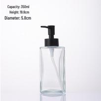 Square Press-Type Glass Bottle for Hand Sanitizer, Shower Gel, Cosmetics, and Shampoo Style 4; Small pump head; Glass black