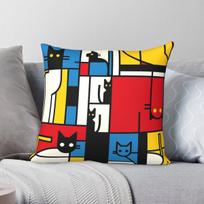 The Mondrian Cats Square Pillowcase Polyester Linen Velvet Printed Zip Decor Pillow Case Home Cushion Cover 30X30CM red