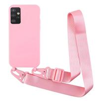 Lanyard Case For Samsung Galaxy A55 A35 A25 A15 A05S A52 A23 A13 A53 A54 A14 A24 A34 A73 A33 A32 A12 A72 A51 A71 A22 A21S Cover For Samsung A25 5G rožinė