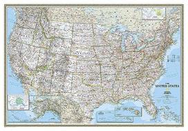 National Geographic United States Wall Map - Classic (43.5 X 30.5 In)