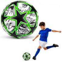 LEAN Toys Treniruočių futbolo kamuolys žolei Green Stars, 22 cm, 5 dydis