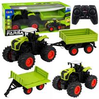 LEAN Toys Aukštas žemės ūkio traktorius su savivarčio priekaba, nuotoliniu būdu valdomas, RC 1
