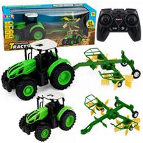 LEAN Toys Nuotoliniu būdu valdomas ūkio traktorius su grėbliu ir RC žibintais 1:24