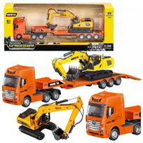HUINA Truck with Trailer Tow Truck Metal Excavator Huina Orange 1:50