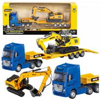 HUINA Truck with Trailer Tow Truck Metal Excavator Huina Yellow 1:50