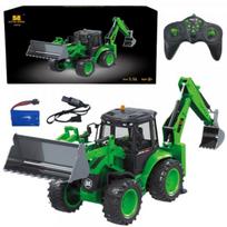 HUINA _8416491 Remote Control Backhoe Loader RC Lights Sound Green Huina 1:1