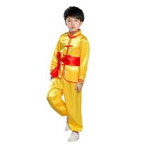 with Belt Kungfu Uniform Long Sleeves Martial Art Uniform Fashion Tai Chi Uniform  Children 110CM geltona