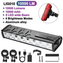 NEWBOLER  Bicycle Light Front 10000Lumen Bike Light 10000mAh Waterproof Flashlight USB Charging MTB Road Cycling Lamp Accessorie LIG015-10000-305 gray