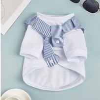Spring Summer Small Medium Sized Dog  Fake Two Pieces Shirt Cute Pet White T-shirt Dogs Clothes Fashion Leisure Puppy Clothing (WHITE,XS) balta