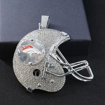 Denver Broncos Football Helmet Alloy Pendant Personalized Sports Style Necklace gray