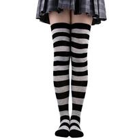 Thigh High Stripe Stockings Warm Over Knee Socks Fashion Accessory Long Socks  Cosplay Events Black White black