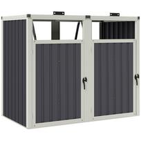 Dengiamoji stoginė 2 x 240L šiukšliadėžėms Lauko šiukšliadėžės dangalas Atidaromas dangtis 180 laipsnių Cinkuotas plienas 146x81x122cm Tamsiai pilka 146 x 81 x 122 cm