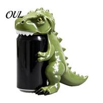Dinozaurų skardinių dangtelis Dangtelis, Mielas gyvūno sodos laikiklis 375 ml skardinėms, Daugkartinio naudojimo plastikinis gėrimų stovas Stalas, Smagus vakarėlio namų baro dekoras Dovana Atmosfera Dinosaur beige