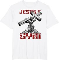 Christian Workout Tee Jesus's Gym Bodybuilder Motivation T-Shirt  Graphic T Shirts  Men Clothing Tops  Streetwear Ropa Hombre S