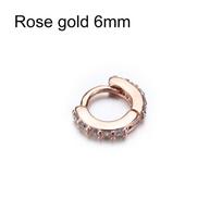 Silver Gold Rosegold Daith Conch Snug Nose Ring Body Jewelry Huggie Hoop Earring CZ Ear Piercing Rose gold 6mm