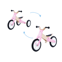 Medinis Balansinis dviratukas/triratukas 2in1  MOOVKEE JANE  Natural Wood/Sweet Pink