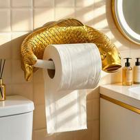 Golden Carp Bath Tissue Rack Strong Adhesive Backing Durable Plastic Build Ideal For Home 1