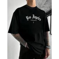 European Sizes Los Angeles Themed Men'S Graphic Print T-Shirt for Summer, Short-Sleeved Undershirt. S įvairiaspalvis