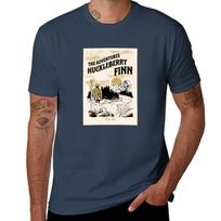 The Adventures Of Huckleberry Finn Mark Twain Book Cover Art Tshirt Classic Basic Casual Tshirt S