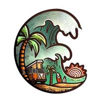 Car Sticker Stickers on Motorcycle Decorate Surf Vanlife Creative Sunscreen Decals Fashionable Surfboard Trunk Decor Styling Car 20cm gray