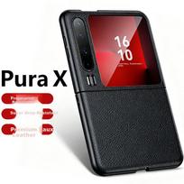 Huawei Pura X Case Protective Cover Purax Classic Edition Genuine Leather Ultra-Thin Full Coverage Shockproof Black