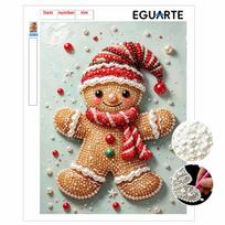 DIY Pearl Bead Painting Kit Gingerbread Man Festive Stress Relief Craft Frameless 3D Canvas Art for Adults Home Decoration Gift 30x40cm