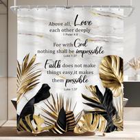 Smaragdo žalia Boho dušo užuolaida Juoda Auksinė Moderni Abstrakčios Palmių Lapų Tropinė Monstera Vonios Užuolaidų Rinkinys Ruda Botaninė W60H190(CM)-1 Pcs white