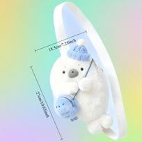 Seal Plush Backpack Cute Headphone Bag Cute Kawaii Fashion Plushie Student'S Schoolbag Fur Shoulder Bag Women Knapsack Bags Gift white