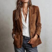Women Fashion Jacket, Retro Single-breasted L kupranugaris
