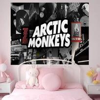 Vintage A-Arctic Band Music M-Monkeys Rock Cartoon Tapestry Bohemian Wall Tapestries Mandala Wall Hanging Sheets 100X70CM gray