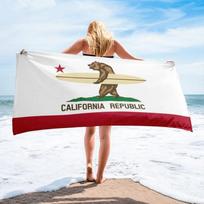 Newest Beach Towel California Republic Surf Bear State Flag Print Beach Towel West Coast Swimming Towel 130x80cm brown